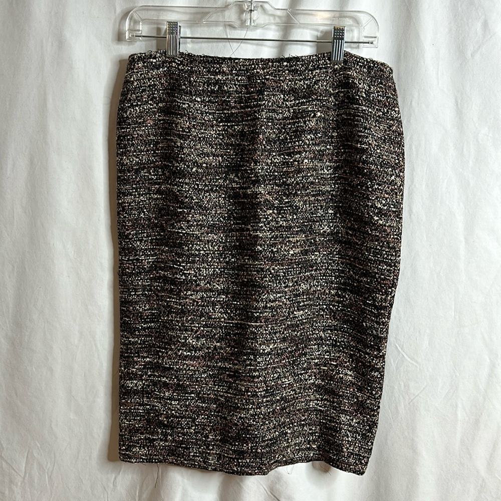 NWOT Lafayette 148 New York Womens Brown Tweed Pencil Skirt With Zipper Size 6